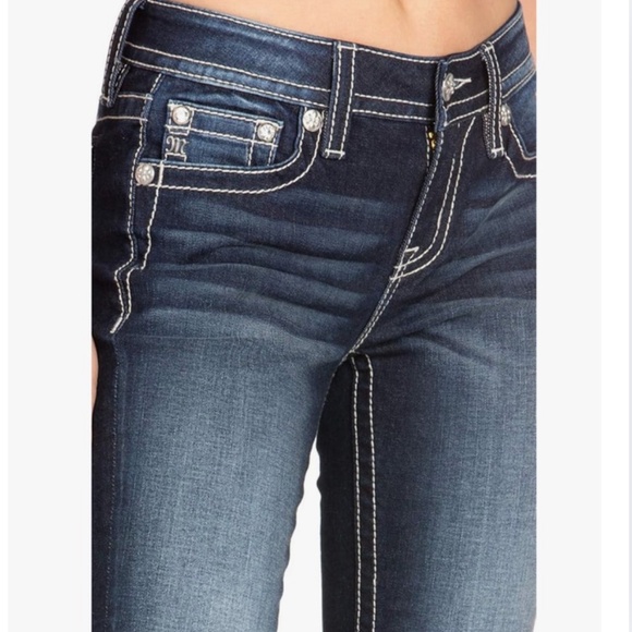 NWOT Miss Me Chloe Bootcut Jeans with Metallic Glitz Faux Flap Pockets Size 32 - Picture 3 of 15